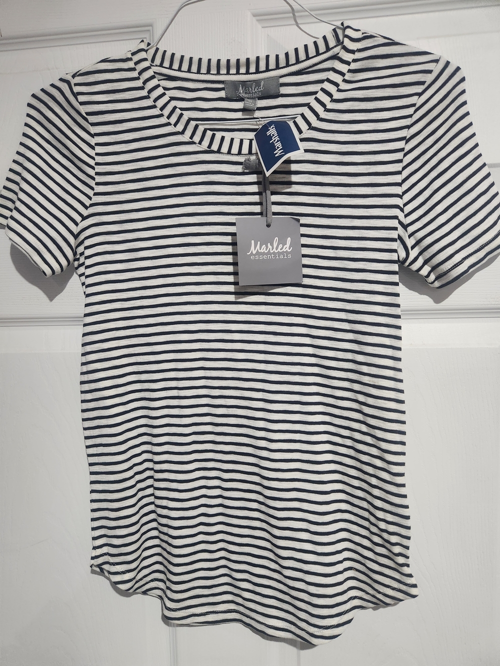 Marled Black & White Striped Short Sleeve Tee